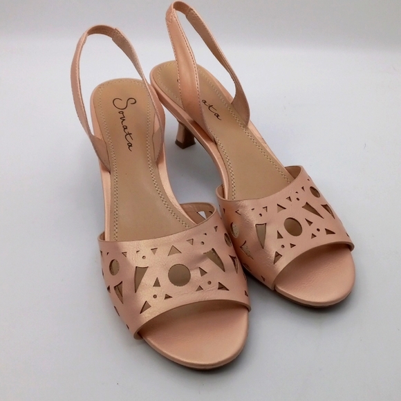 DUSTY ROSE METALIC HEELS - Picture 2 of 5